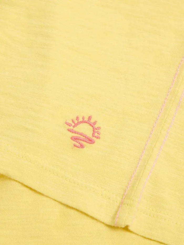 Kids TOPS White Stuff Broderie Top Bright Yellow
