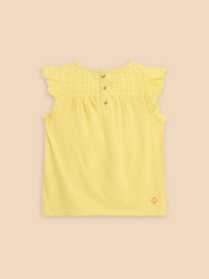Kids TOPS White Stuff Broderie Top Bright Yellow Kids TOPS White Stuff Broderie Top Bright Yellow