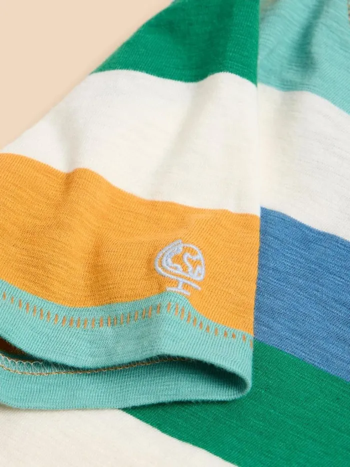 Kids TOPS White Stuff Casey Block Stripe SS Tee Blue Multi