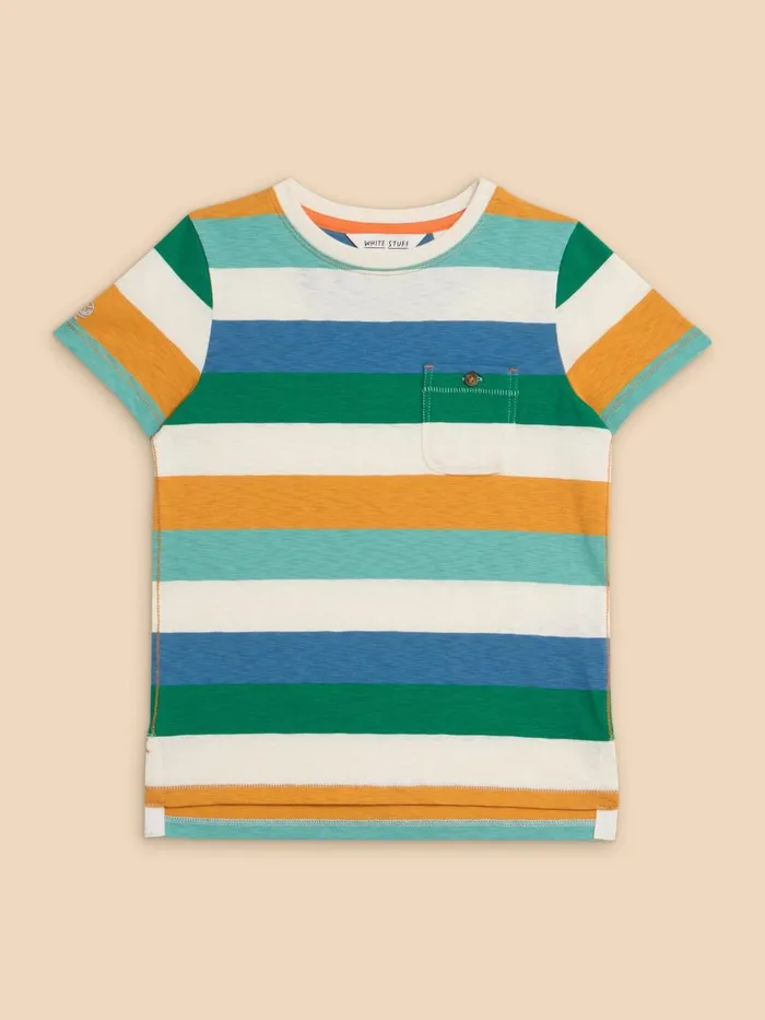 Kids TOPS White Stuff Casey Block Stripe SS Tee Blue Multi Kids TOPS White Stuff Casey Block Stripe SS Tee Blue Multi