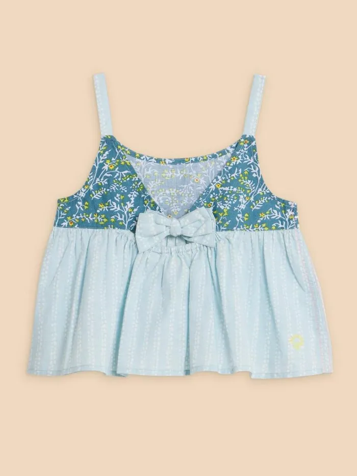 Kids TOPS White Stuff Printed Swing Top Blue Multi Kids TOPS White Stuff Printed Swing Top Blue Multi