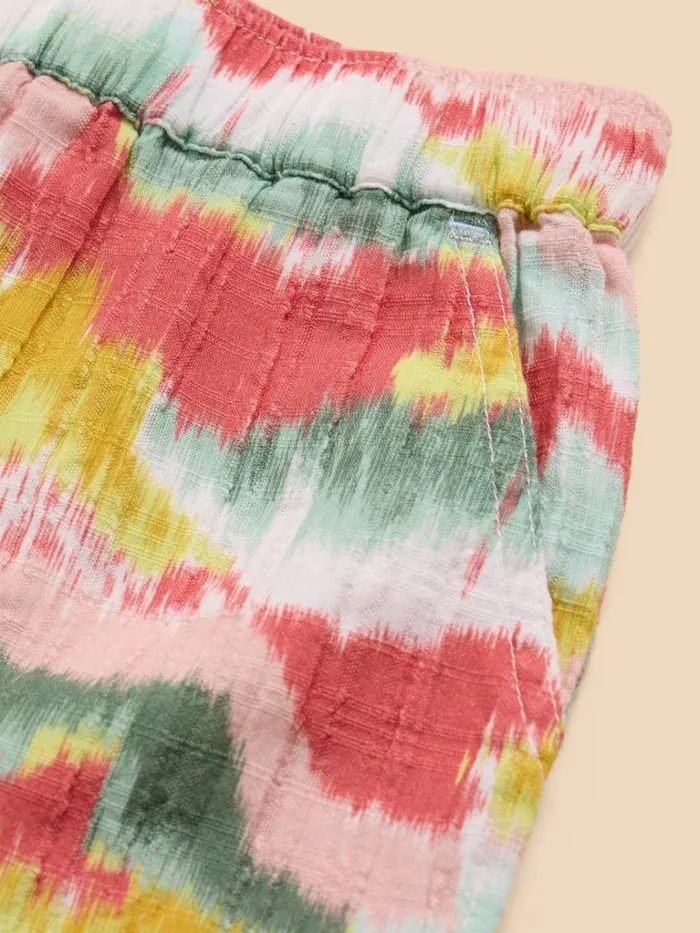 Kids TROUSERS and SHORTS White Stuff Tie Dye Printed Frill Short Pink Multi