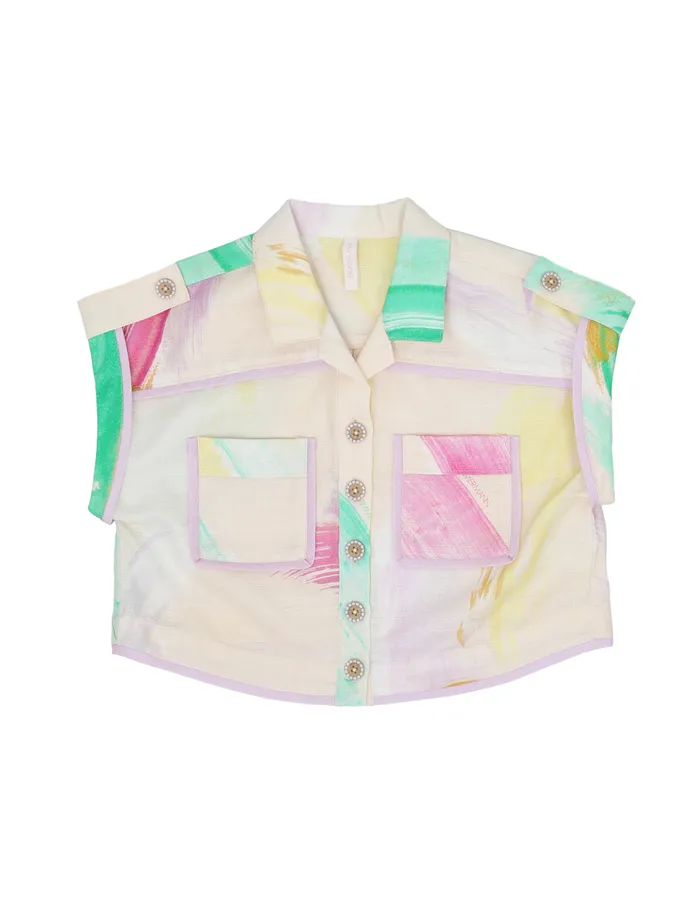 Kids Zimmermann Clothing Everley Utility Shirt Watercolour Multi