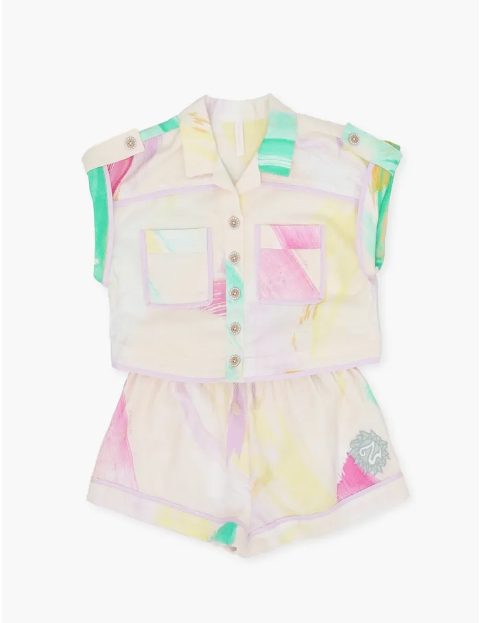 Kids Zimmermann Clothing Everley Utility Shirt Watercolour Multi