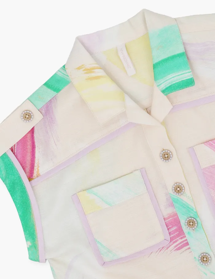 Kids Zimmermann Clothing Everley Utility Shirt Watercolour Multi