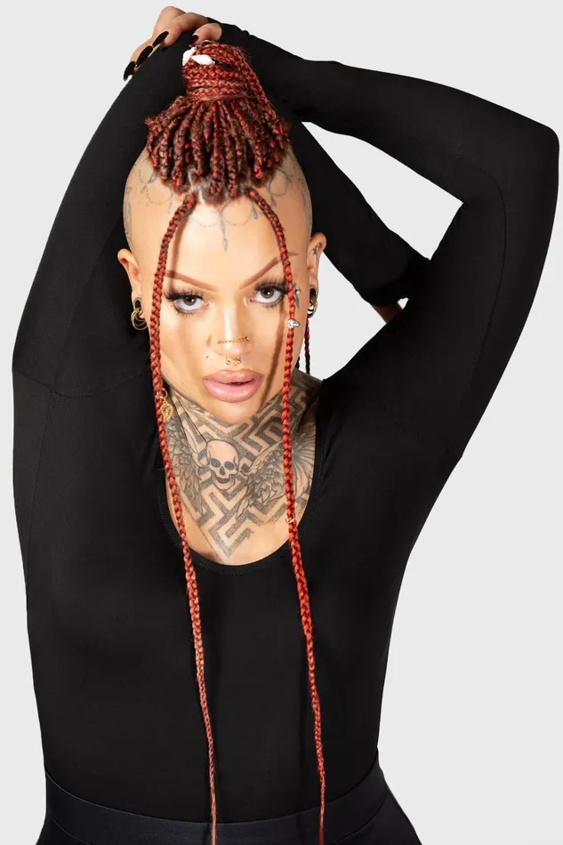 Killstar Basics Women Flexi Demon Long Sleeve Leotard