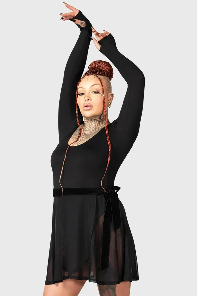 Killstar Basics Women Flexi Demon Long Sleeve Leotard