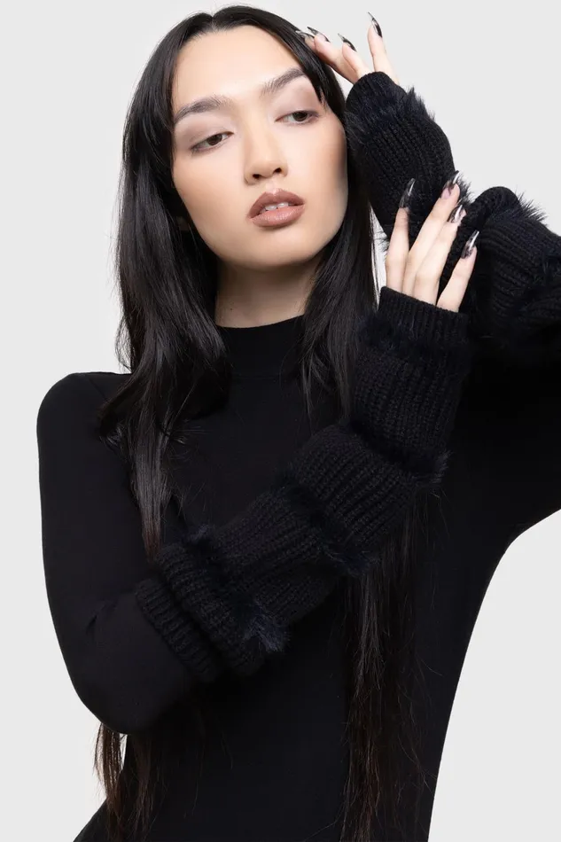 Killstar Gloves and Scarves Women Striped Night Arm Warmers
