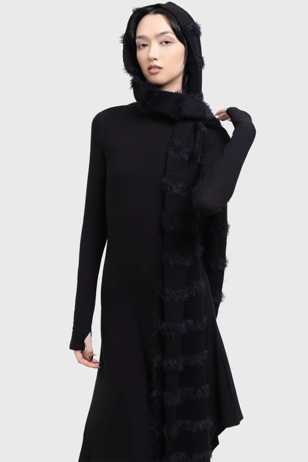 Killstar Gloves and Scarves Women Striped Night Hooded Scarf
