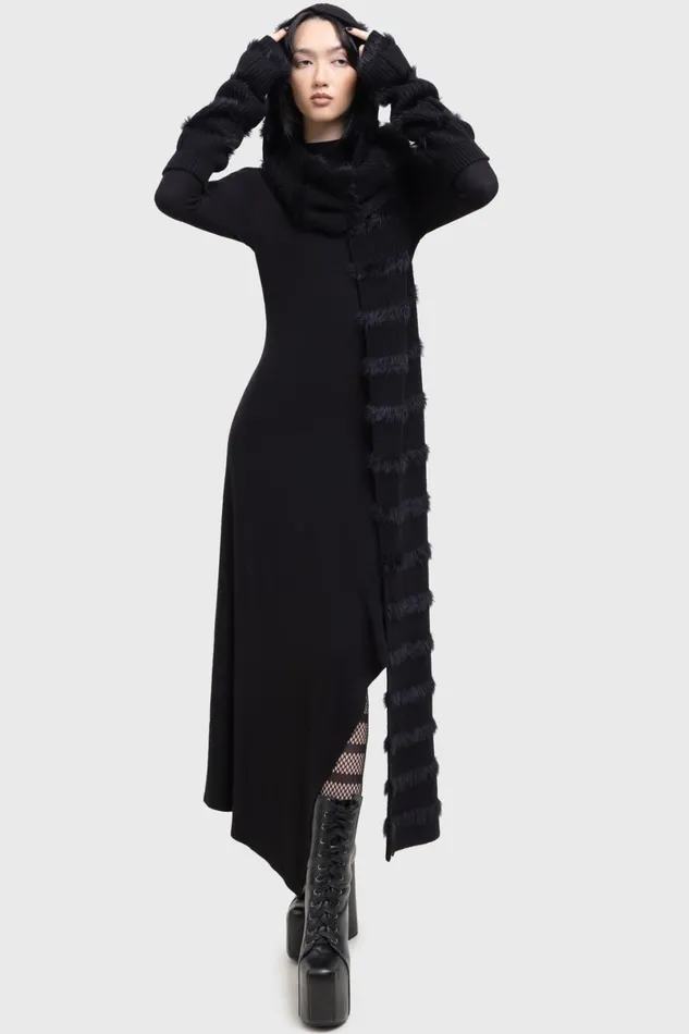Killstar Gloves and Scarves Women Striped Night Hooded Scarf