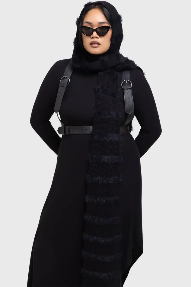 Killstar Gloves and Scarves Women Striped Night Hooded Scarf