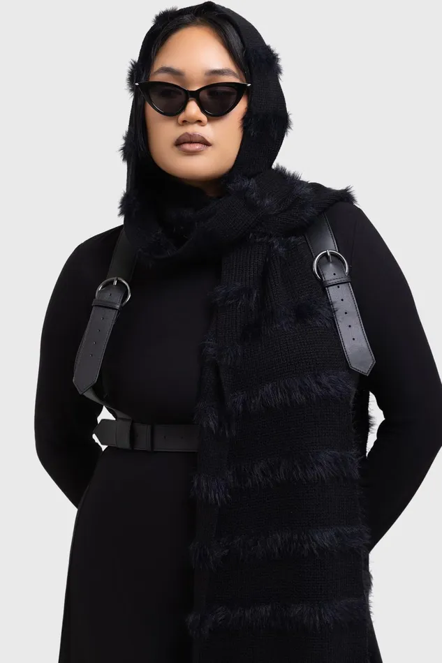 Killstar Gloves and Scarves Women Striped Night Hooded Scarf