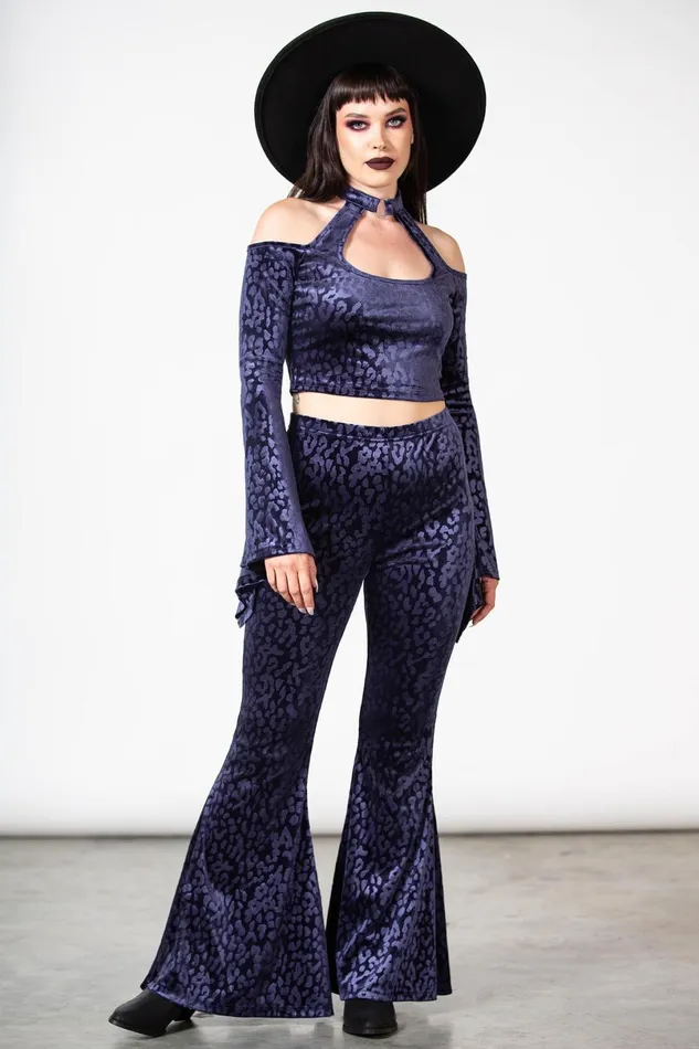 Killstar Going Out Women Felinology Crop Top PLUM