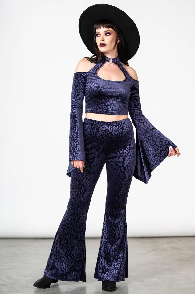 Killstar Going Out Women Felinology Crop Top PLUM