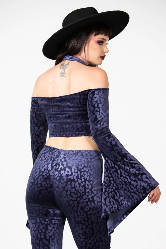 Killstar Going Out Women Felinology Crop Top PLUM