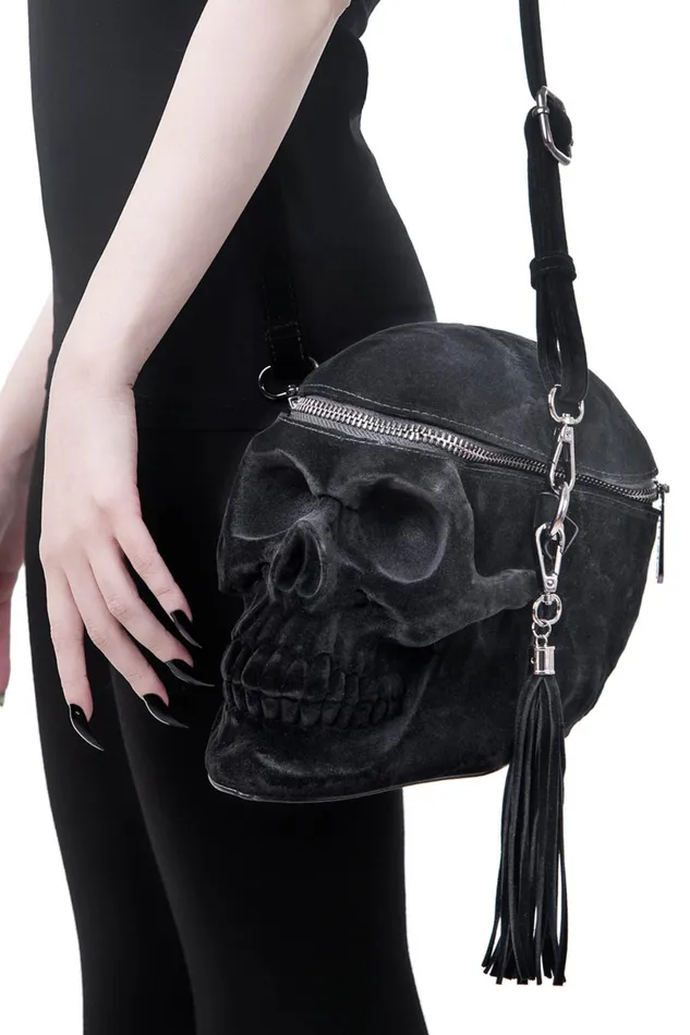 Killstar Handbags Women Grave Digger Skull Handbag VELVET