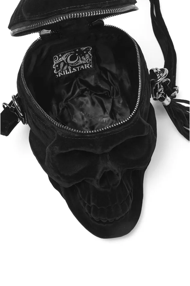 Killstar Handbags Women Grave Digger Skull Handbag VELVET