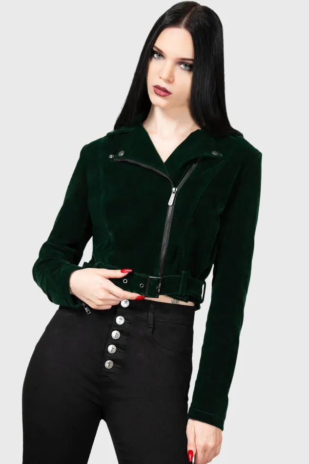 Killstar Jackets and Coats Women Emerald Goddess Biker Jacket