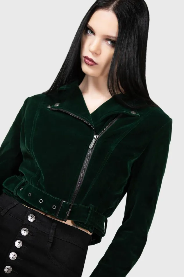 Killstar Jackets and Coats Women Emerald Goddess Biker Jacket
