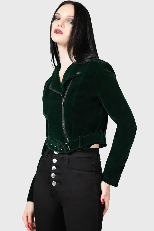 Killstar Jackets and Coats Women Emerald Goddess Biker Jacket
