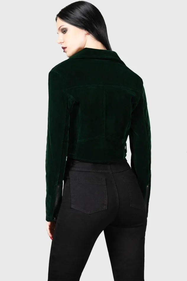 Killstar Jackets and Coats Women Emerald Goddess Biker Jacket