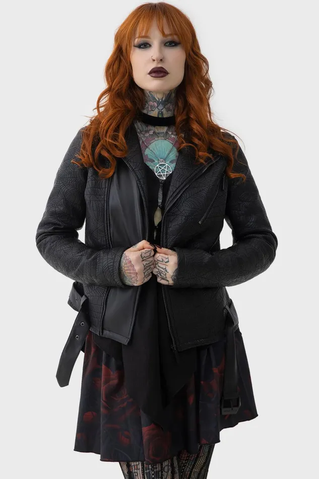 Killstar Jackets and Coats Women Spideration Biker Jacket