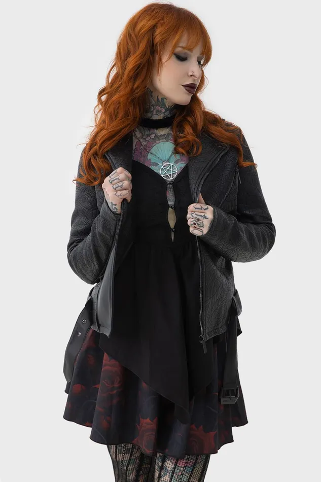 Killstar Jackets and Coats Women Spideration Biker Jacket