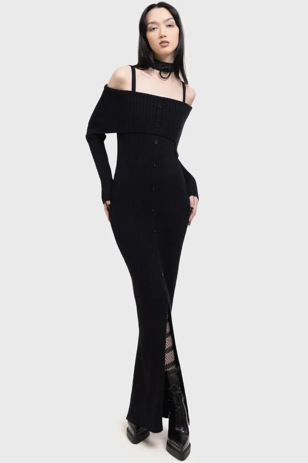 Killstar Knitted Women Shadow Empress Dress