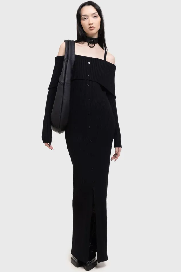 Killstar Knitted Women Shadow Empress Dress