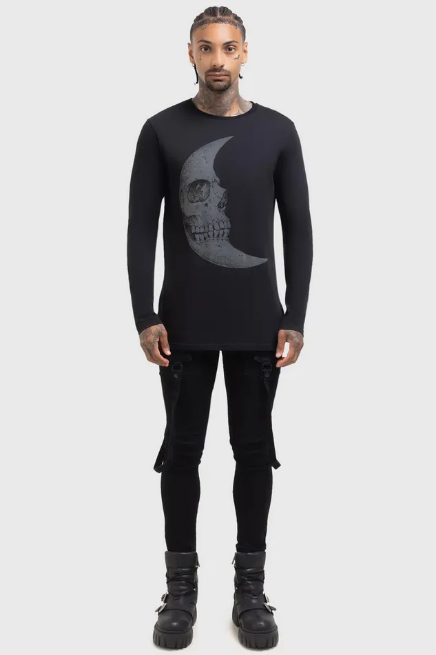 Killstar Long Sleeves Men Lunar Crescent Long Sleeve Top
