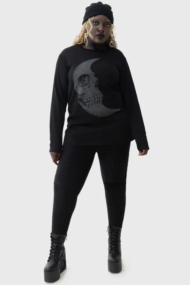 Killstar Long Sleeves Men Lunar Crescent Long Sleeve Top