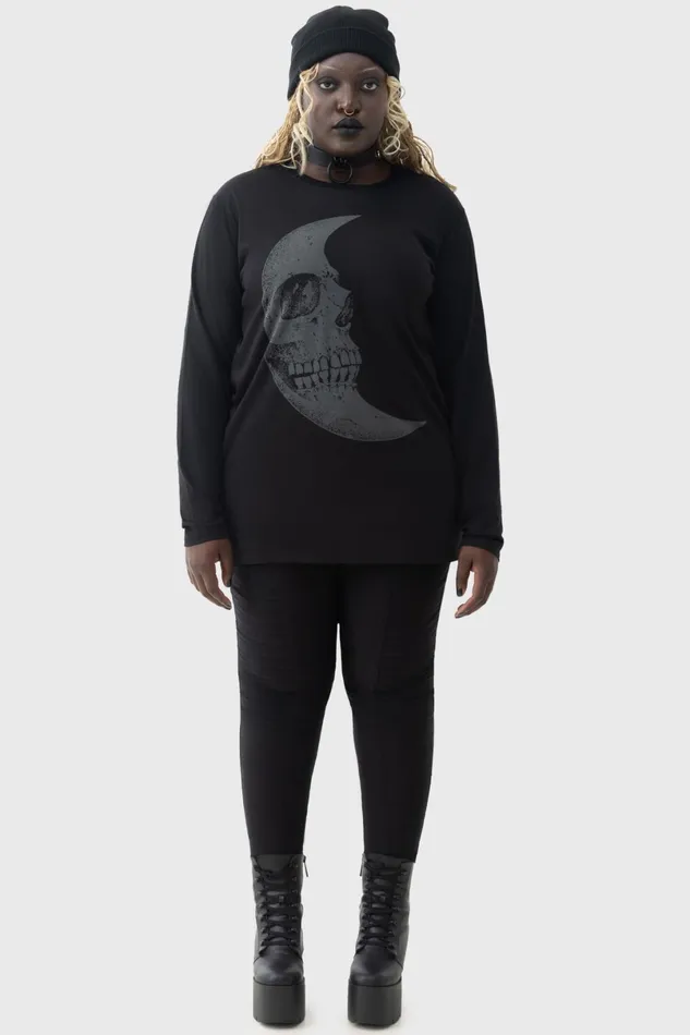 Killstar Long Sleeves Men Lunar Crescent Long Sleeve Top