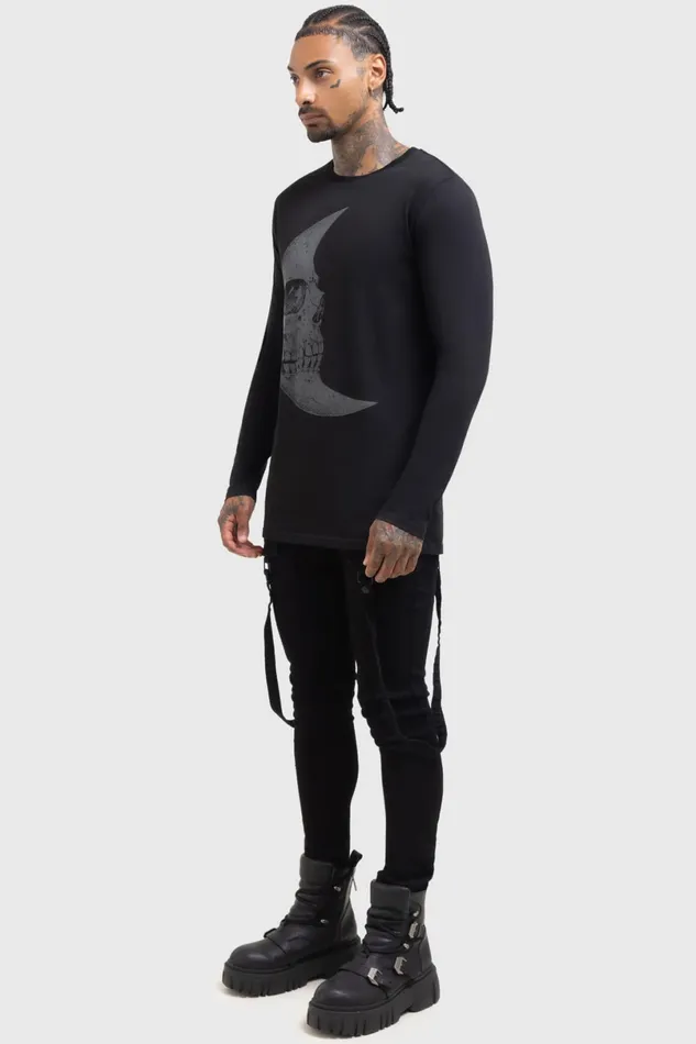Killstar Long Sleeves Men Lunar Crescent Long Sleeve Top