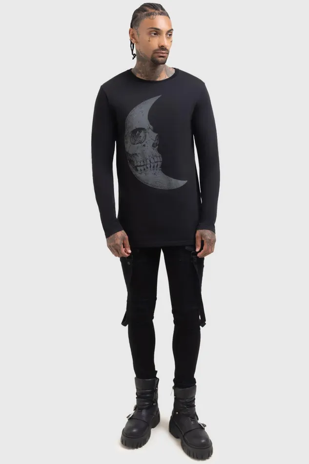 Killstar Long Sleeves Men Lunar Crescent Long Sleeve Top