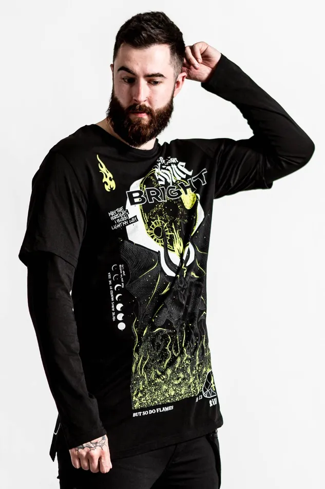 Killstar Long Sleeves Men Shine Bright 2Layer Top