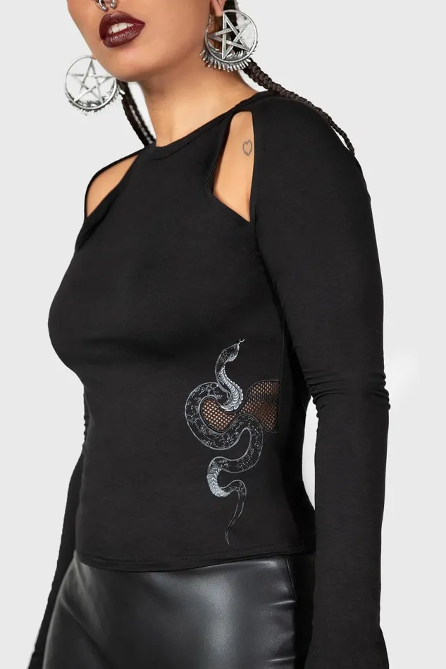 Killstar Long Sleeves Women Femme Fangs Top
