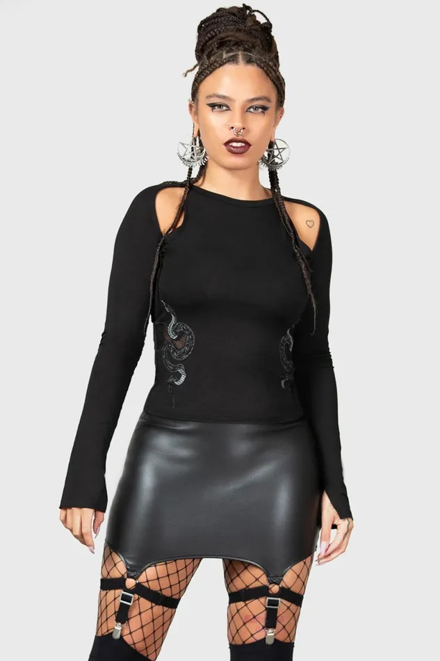 Killstar Long Sleeves Women Femme Fangs Top