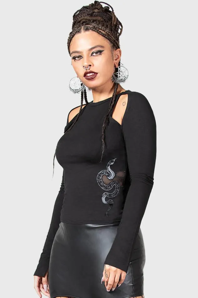 Killstar Long Sleeves Women Femme Fangs Top