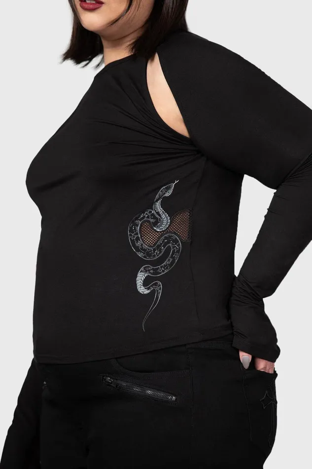 Killstar Long Sleeves Women Femme Fangs Top