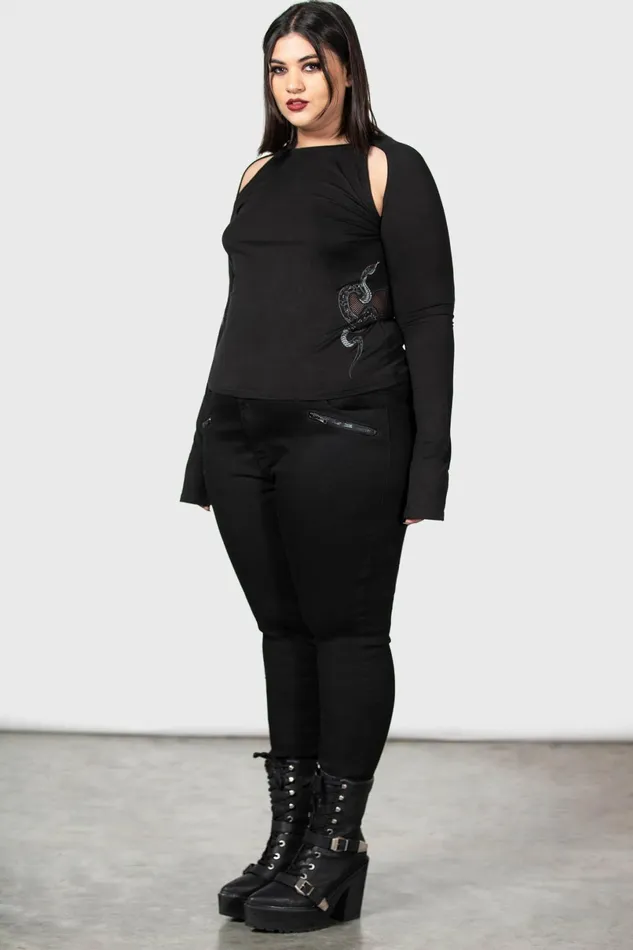 Killstar Long Sleeves Women Femme Fangs Top