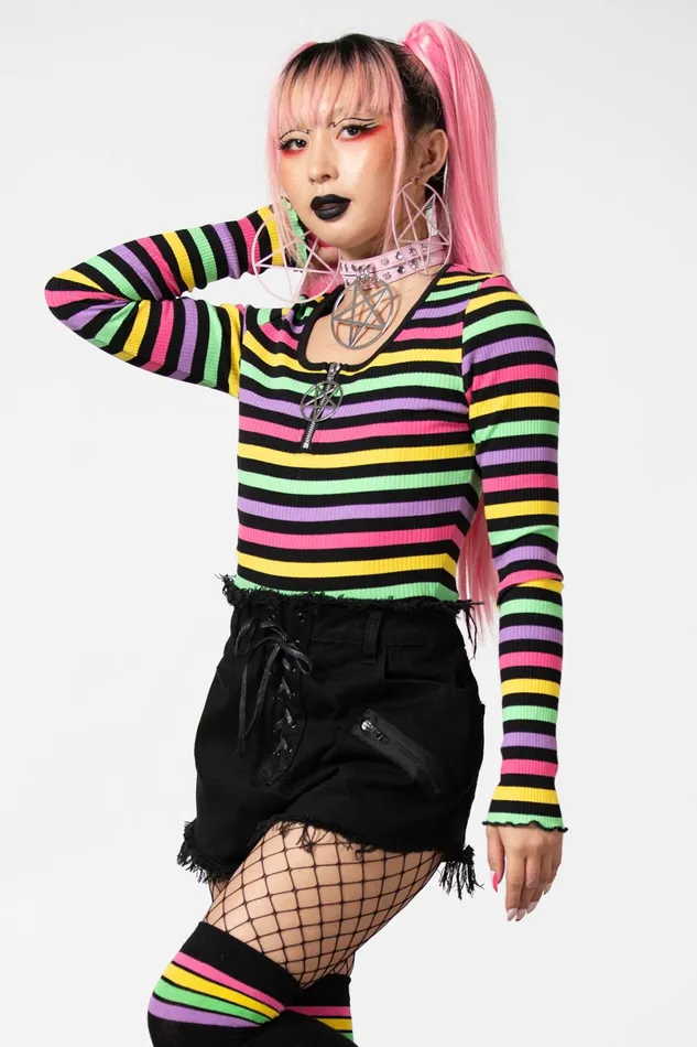 Killstar Long Sleeves Women Nikiko Ribbed LongSleeve Top