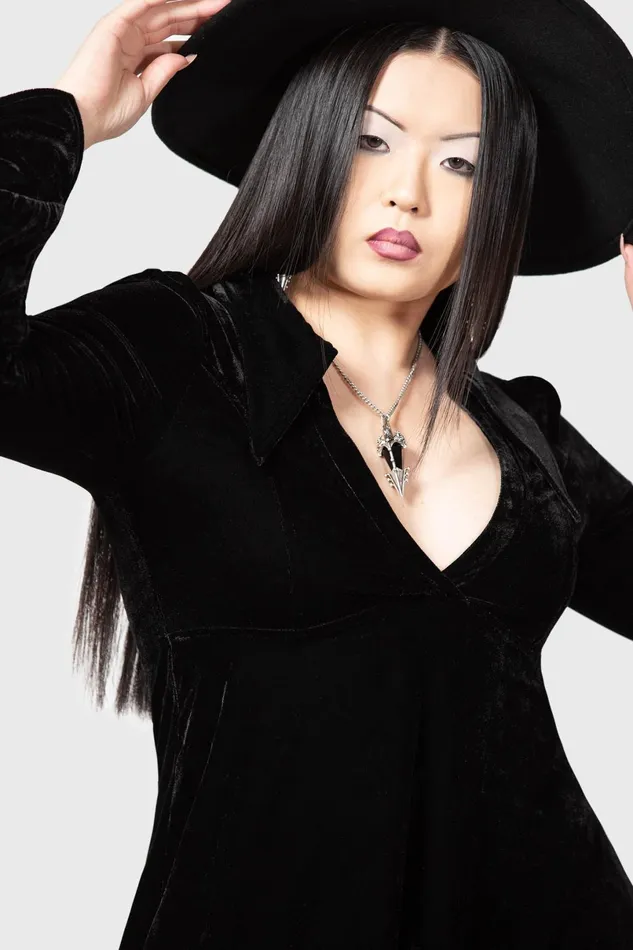 Killstar Mini Women Hecate Velvet Plunge Dress