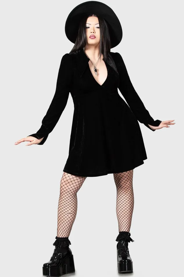 Killstar Mini Women Hecate Velvet Plunge Dress