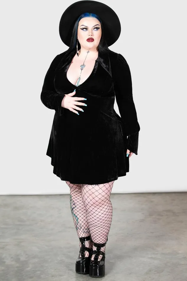 Killstar Mini Women Hecate Velvet Plunge Dress