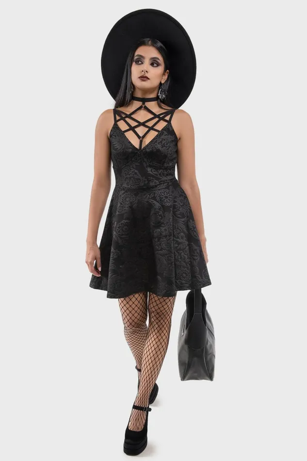 Killstar Mini Women Magica Skater Dress BLACK LILY