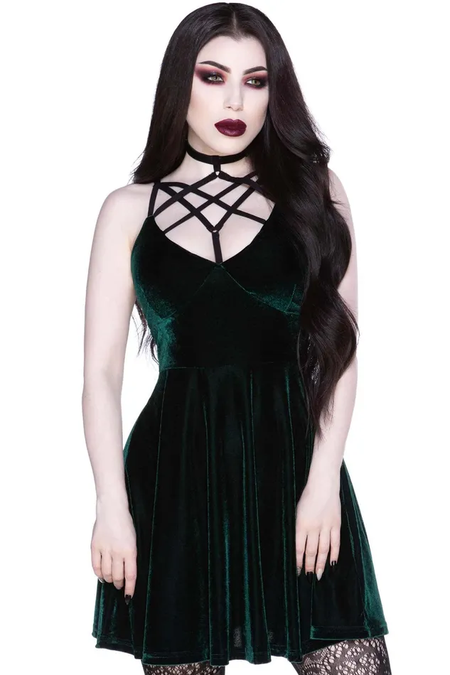 Killstar Party Women Magica Skater Dress EMERALD