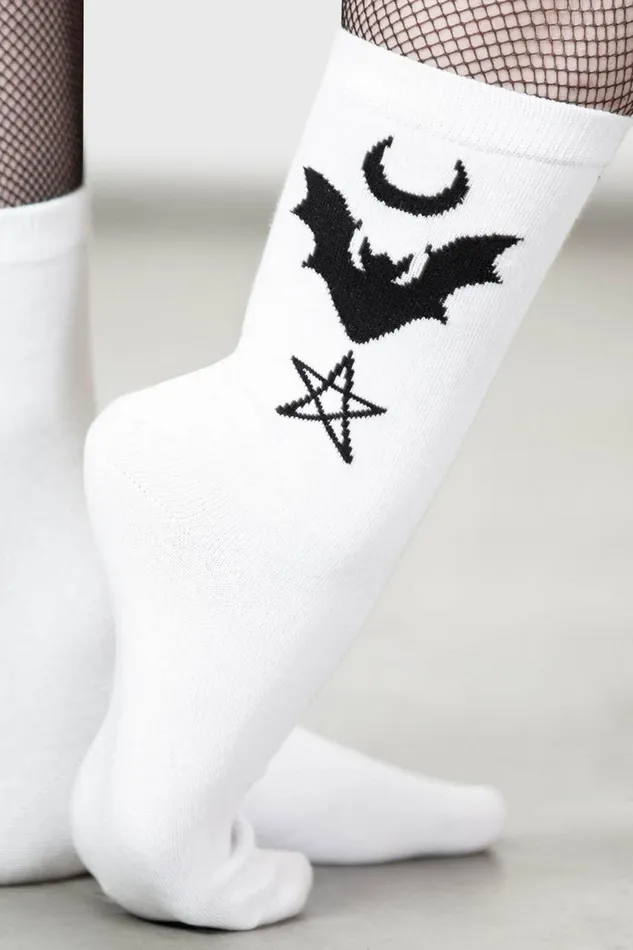 Killstar Socks and Tights Women Bat Magic Socks WHITE