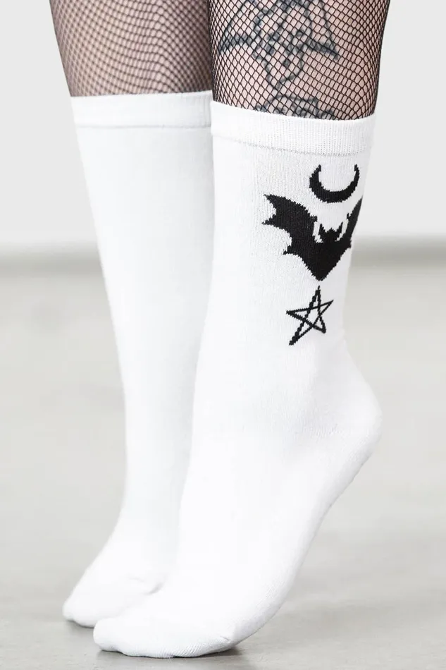 Killstar Socks and Tights Women Bat Magic Socks WHITE