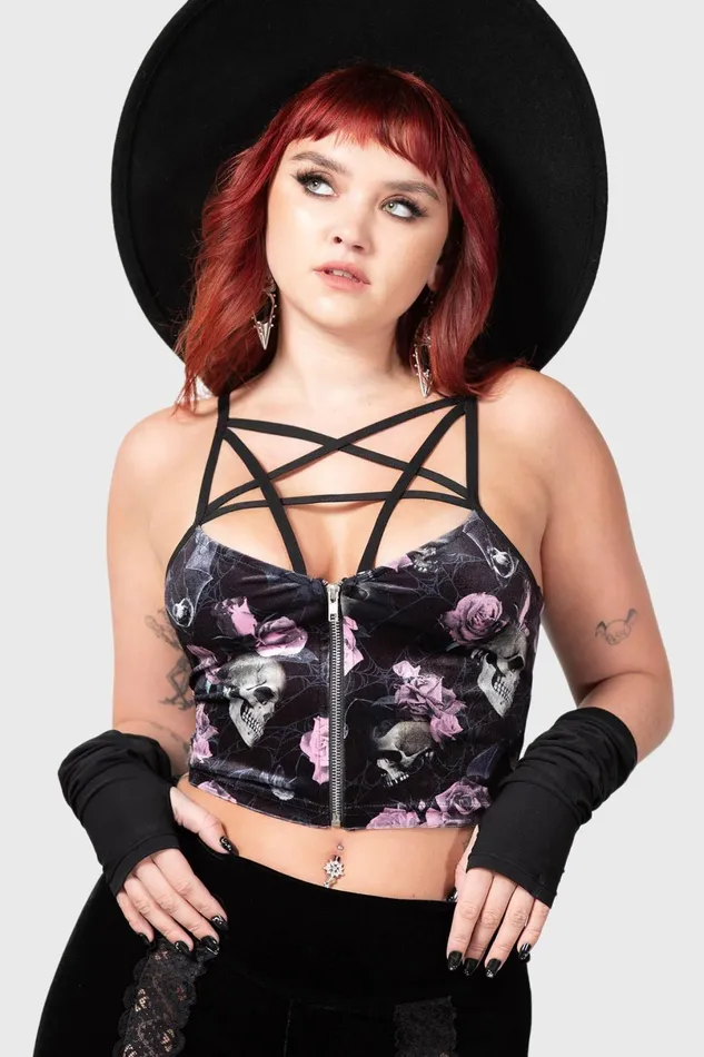 Killstar TShirts and Vests Women Lost In Sin Zip Top BLACKPINK