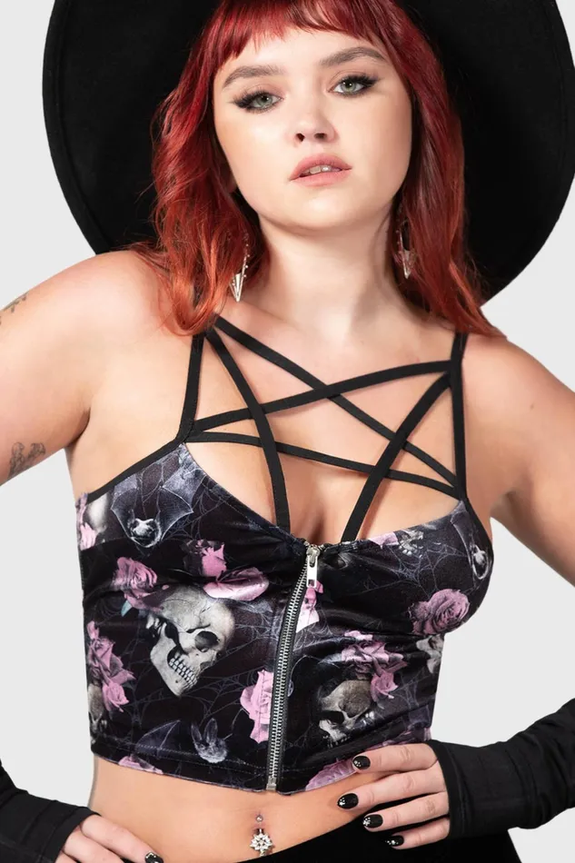 Killstar TShirts and Vests Women Lost In Sin Zip Top BLACKPINK